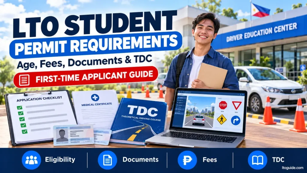 LTO Student Permit requirements with a learner driver 1 LTO Student Permit requirements with a learner driver, documents, medical certificate, and TDC handbook.